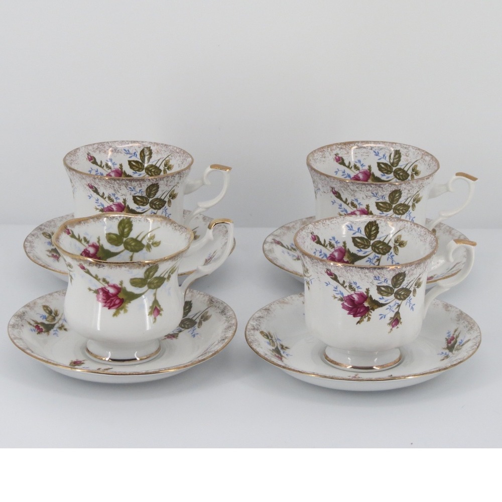 Vintage Chodziez Floral Rose Teacup & Saucer Set Gold Trim Pink Flowers Romantic